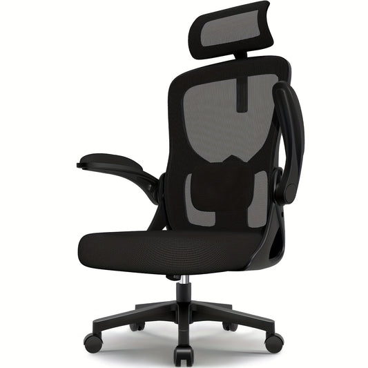 Office Chair, Ergonomic Office Chair With Adjustable Backrest And Folding Armrests, Executive Chair 150 Kg, Ergonomic Chair Rocking Function Up To 135°, For Bedrooms And Offices