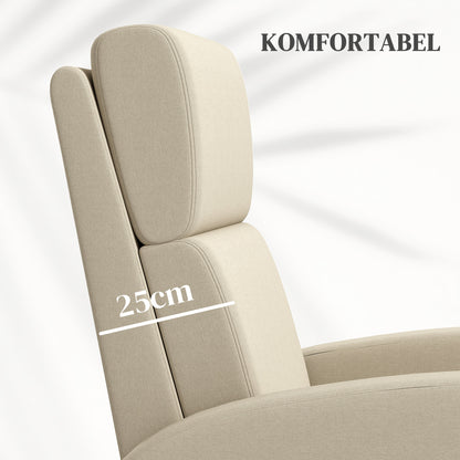 Relaxfauteuil – Relaxstoel – TV Stoel – Verstelbare Stoel – Fauteuil Crème – Verstelbare Rugleuning Tot 160° – Opklapbare Voetensteun