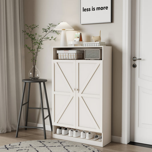 Double Door Multi-functional Shoe Cabinet, Large Storage Space, 8 Layers Of Partition Storage Cabinet