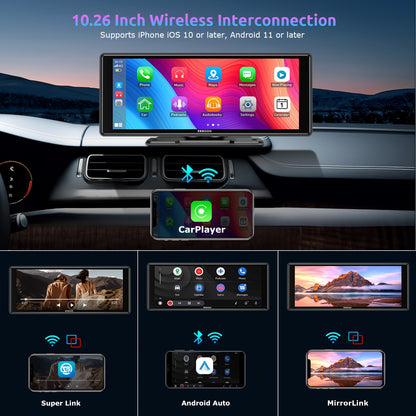 Draadloze Car Player – Auto Multimedia Speler – Android Auto Radio – CarPlay Systeem – 10,26-Inch IPS Touchscreen – Full HD Display – Stemcontrole & Mirror Link