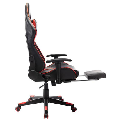 Gaming Chair with Footrest in Black And Red Faux Leather