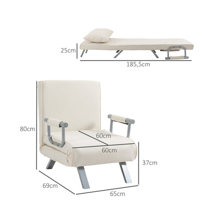 Relaxfauteuil – Relaxstoel – Leunstoel – Ligstoel – Logeerstoel – Crème Wit – Handmatig Verstelbaar – Compact Formaat