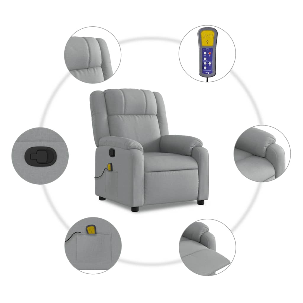 Massagestoel – Relaxstoel – Massagefauteuil – Elektrische Stoel – Ontspanningsstoel – Elektrisch Verstelbaar – 6 Massagepunten – Lichtgrijs