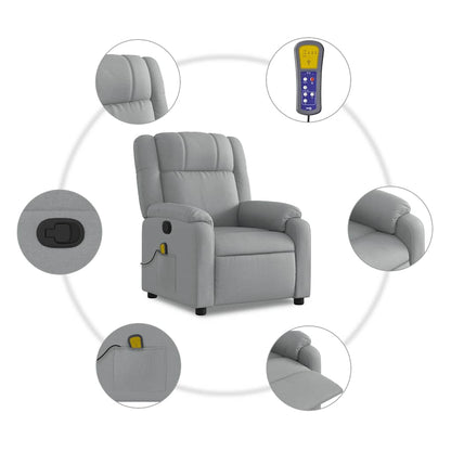 Massagestoel – Relaxstoel – Massagefauteuil – Elektrische Stoel – Ontspanningsstoel – Elektrisch Verstelbaar – 6 Massagepunten – Lichtgrijs