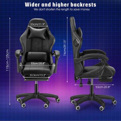 Gamingstoel – Gamestoel – Zithoekstoel – Bureaustoel – Computerstoel – RGB Verlichting – Ingebouwde Speakers – Ergonomisch Recliner – Verstelbare Hoogte – Opvouwbare Basis – Zwart