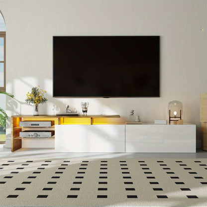 Modern TV Stand with Storage - Minimalist Entertainment Center, Heavy-Duty Construction, Cable Management, for Living Room, Home Theater - Elegant White Media Console for TVs, Gaming Consoles, Streaming Devices - Space-Saving