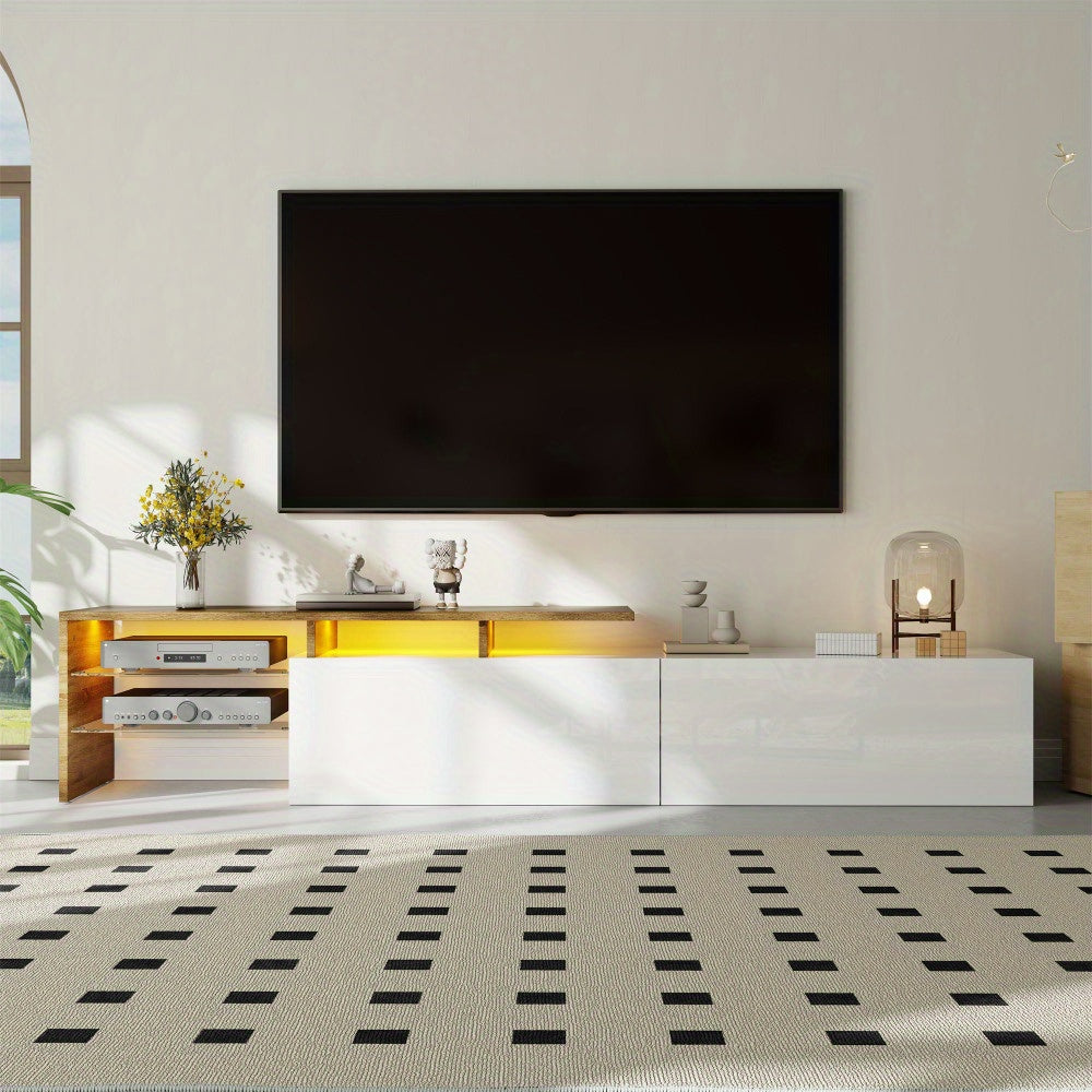 Modern TV Stand with Storage - Minimalist Entertainment Center, Heavy-Duty Construction, Cable Management, for Living Room, Home Theater - Elegant White Media Console for TVs, Gaming Consoles, Streaming Devices - Space-Saving