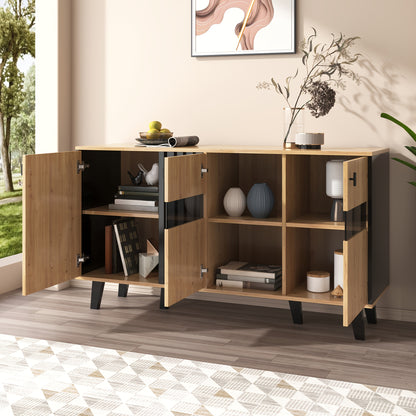 Modern Bamboo Hallway Organizer & Sideboard with Storage - Freestanding Entryway Cabinet with Doors & Shelves, Space-Saving Design for Hallway, Living Room, Bedroom - Easy Assembly, Natural Brown Finish, 140x78.5x41cm (55"x31