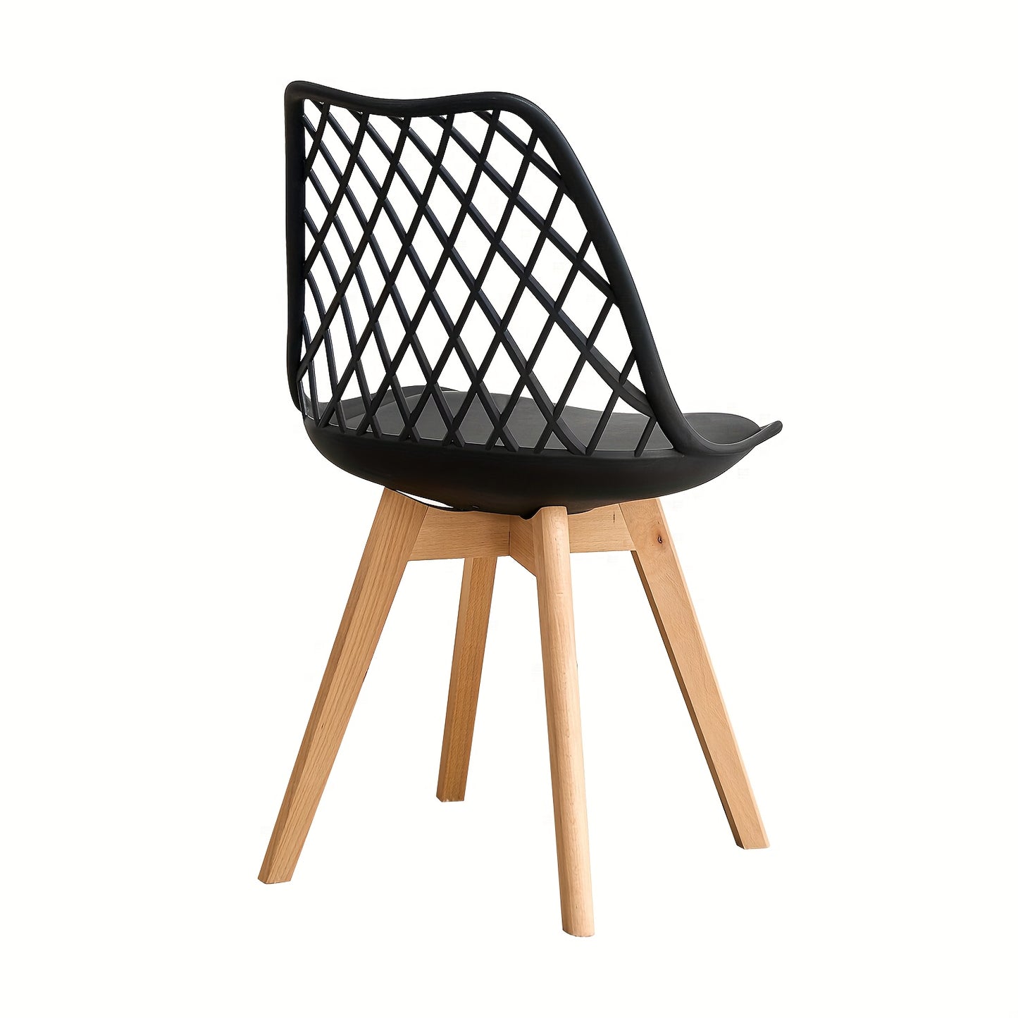 Eetkamerstoel – Stoel – Kuipstoel – Keukenstoel – Bureaustoel – Beukenhouten Poten – Ademend Mesh Rugleuning – PU Zitkussen Ergonomisch Tulip Design