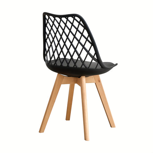 Eetkamerstoel – Stoel – Kuipstoel – Keukenstoel – Bureaustoel – Beukenhouten Poten – Ademend Mesh Rugleuning – PU Zitkussen Ergonomisch Tulip Design