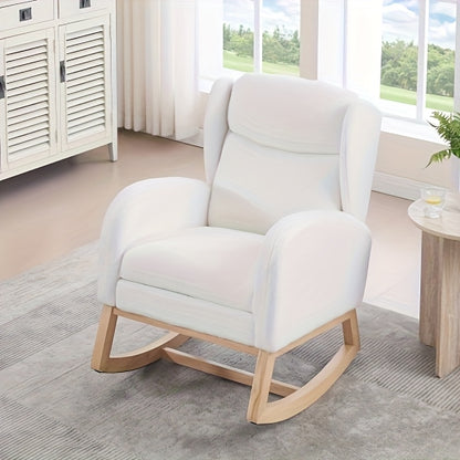 Fauteuil – Relaxstoel – Loungestoel – Accentstoel – Relaxfauteuil – Wit – Katoenen Bekleding – Handmatig Verstelbare Rugleuning – Stevige Basis Voor Harde Vloeren