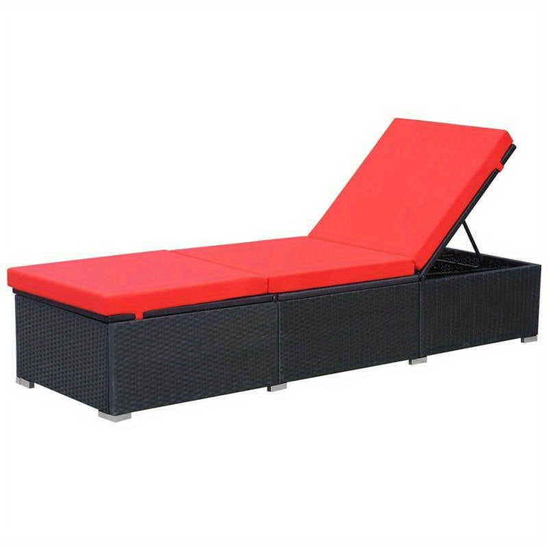 Loungebankstoel – Loungestoel – Relaxstoel – Tuinstoel – Verstelbare Ligstoel – Gevlochten Resin – Inclusief Comfortabele Kussen – Zwart