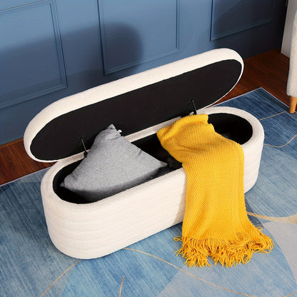 Sitzbank Mit Stauraum, Schuhbank Mit Sitzfläche, Teddystoff Sitzhocker, Moderner Sitztruhe Mit Großem Stauraum Aufbewahrungsbox, Sitzbox Für Schlafzimmer Wohnzimmer Weiß