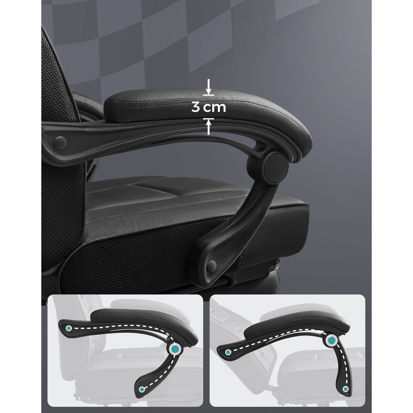 Gamingstoel – Gamestoel – Bureaustoel – Game Chair – Ergonomische Stoel – Verstelbare Rugleuning – Telescopische Voetensteun – Max Belastbaarheid 150 kg – Zwart-Grijs