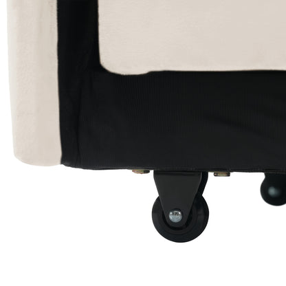 3-in-1 Foam Bank – Slaapbank – Loungestoel – Armstoel – Slaapstoel – Beige – Comfortabele Schuimvulling – Ingebouwde Cup- en Telefoonhouders