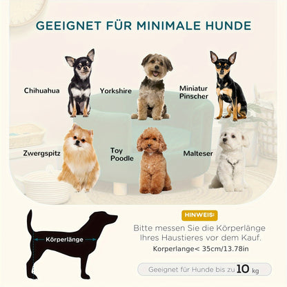 Hondenmand – Hondenkussen – Hondensofa – Huisdierbed – Ronde Mand – Extra Klein Hondenras – Nylon Materiaal – Verhoogde Pootjes – Geometrisch Groen Design