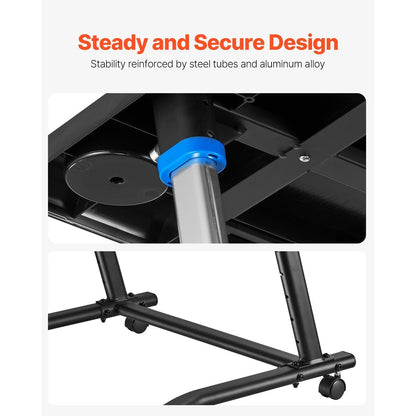 Fiets Bureau – Fiets Tafel – Hometrainer Tafel – Trainingsbureau – Fiets Trainer Desk – Verstelbaar 80-113,5 cm – Draaggewicht Tot 20 kg – Mobiel Met Remmen