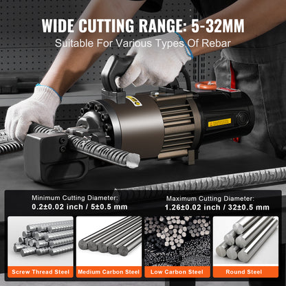 Hydraulische Staalknipper – Elektrische Rebar Cutter – Betonstaalknipper – Wapeningsstaal Knipper – Staalbuissnijder – 2300W Krachtige Motor – Lichtgewicht Aluminium Behuizing – Zwart