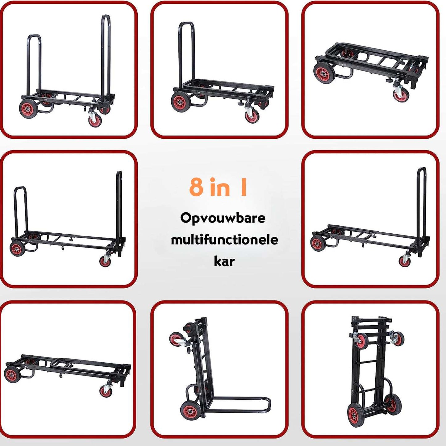 Opvouwbare Handkar – Handwagen – Steekwagen – Transportkar – Dolly – Compact en Uitbreidbaar – Maximaal Draagvermogen 136 kg – Uitschuifbaar Tot 112 cm