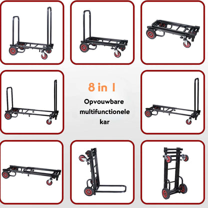 Opvouwbare Handkar – Handwagen – Steekwagen – Transportkar – Dolly – Compact en Uitbreidbaar – Maximaal Draagvermogen 136 kg – Uitschuifbaar Tot 112 cm