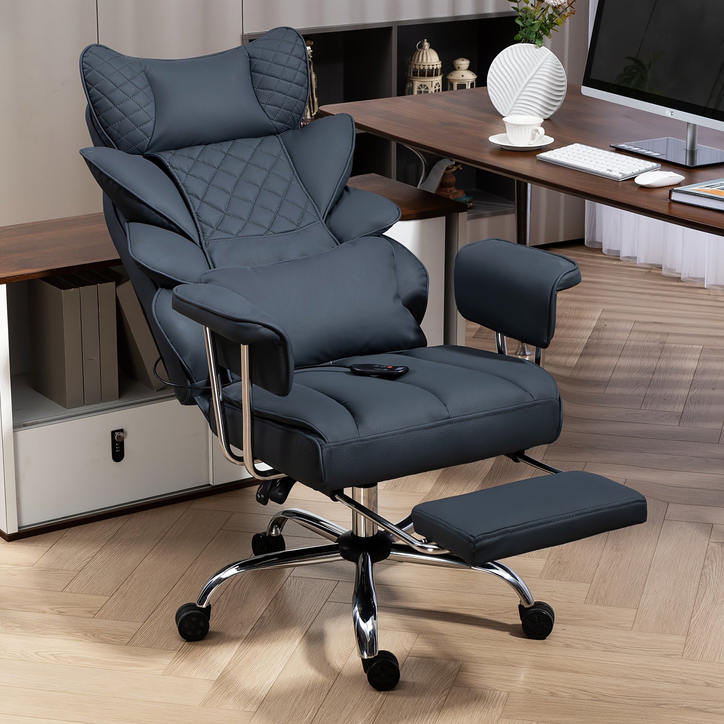 Bureaustoel – Kantoormeubilair – Werkstoel – Bureaustoel Ergonomisch – Zwarte PU Leder Variant – Draagvermogen 227 kg – Ergonomische Lendensteun & Verstelbare Zithoogte