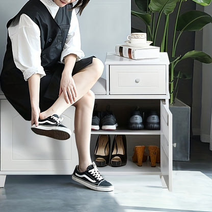 Organizedlife Small Shoe Bench With Storage, Shoe Cabinet With Seat, Door Shoe Cabinet, Solid Wood Shoe With Storage For Entrance, Entryway Or Hallway, Multi-functional Shoe Cabinet Stool, Large Space Shoe Cabinet