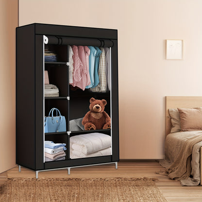 Draagbare Kledingkast – Kledingrek – Garderobekast – Opbergkast – Kleding Organizer – Compact 105x45x170 cm – Stevig IJzeren Frame – Ademend Stofhoes Zwart