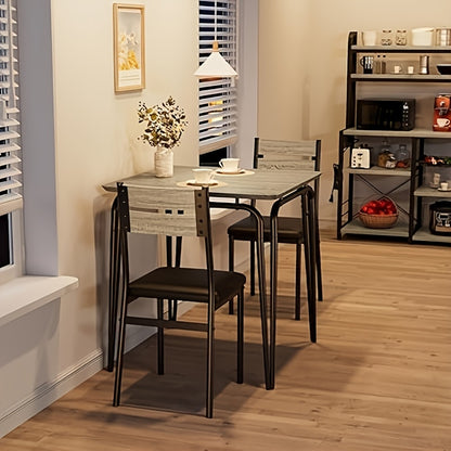 3-delige Eetkamerset – Eettafelset – Eetgroep – Keukentafelset – Eethoekset – Compact Ruimtebesparend Ontwerp – Duurzaam Houten Tafelblad