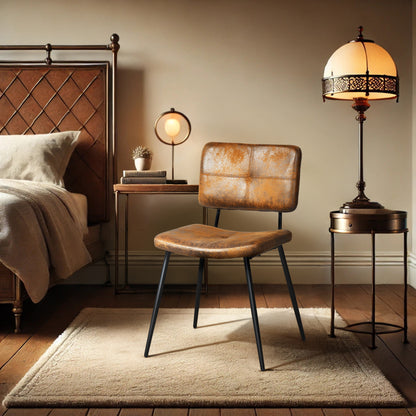Eetkamerstoel – Stoel – Kuipstoel – Keukenstoel – Set Van 4 – Suède Stoffering – Metalen Onderstel – Comfortabele Zitting – Industrieel Retro Design