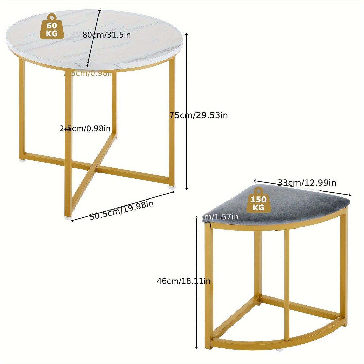 Dining Room Furniture Set, Dining Table and Chairs (Four), MDF Table Top and Gilded Iron Frame Dining Table and Chairs, Velvet Chairs, Modern Luxury Table and Chairs to Ensure Unparalleled Dining Experience