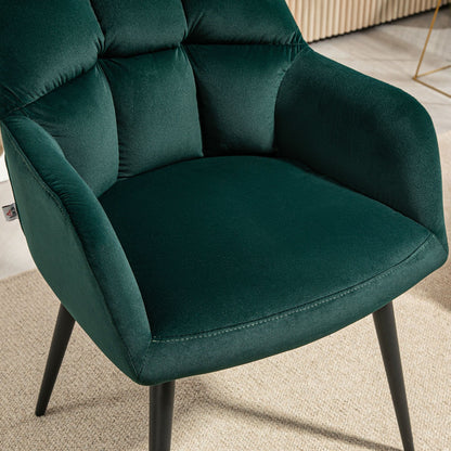 Loungechair – Fauteuil – Relaxstoel – Zitzak – Accentstoel – Donkergroen – Fluwelen Look – Verstelbare Voetjes