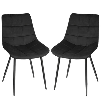 2pcs Black Velvet Dining Chair, Kitchen Upholstered High Back Chair, Visitor Reception Chair, for Kitchen Restaurant Reception Room, Metal Frame, Seat Height 49cm, Commercial Space Chairs, Upholstered Guest Seating, Metal Fra