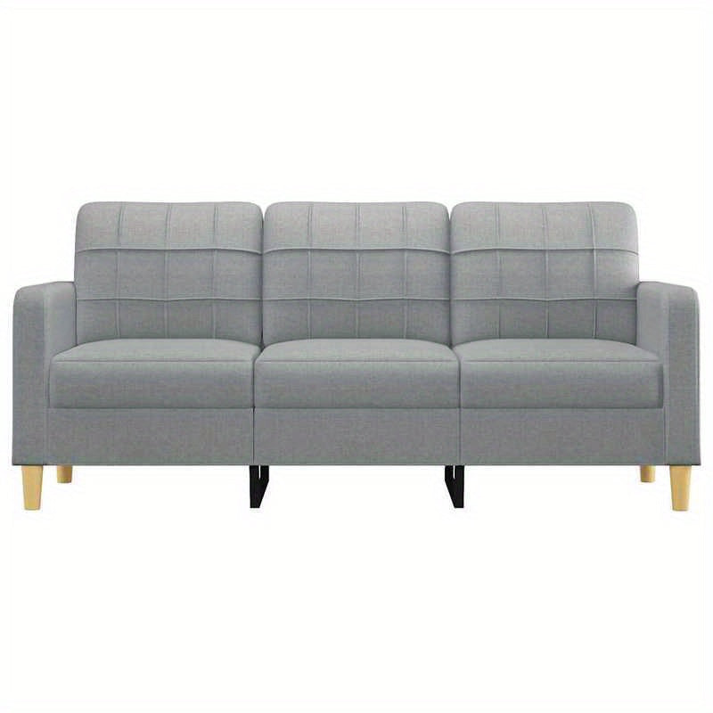 3-zits bank – Sofa – 3-zitsbank – Bedbank – Loungebank – Lichtgrijs – Compact 180 cm – Traagschuim Vulling – Stevig Hardhouten Frame