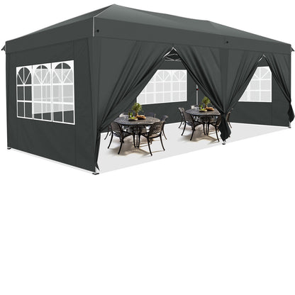 Opvouwbare Partytent – Vouwtent – Zonnescherm – Terras Overkapping – Tent Met Zijwanden – 3×6 Meter – Aluminium Frame – Eén-Klik Installatie
