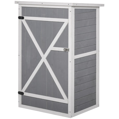 Tuinberging – Tuinhuis – Tuinkast – Gereedschapsschuur – Opbergkast – Vurenhout Met Bitumen Dak – Grote Vergrendelbare Deur Met 2 Planken – Compacte Afmetingen 75x56x115 cm
