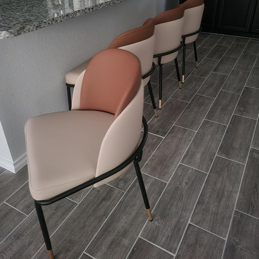 Eetkamerstoel – Stoel – Kuipstoel – Keukenstoel – Eetkamerstoelen – Modern Design – Krasbestendig Siliconeleer – Stevig Metaal Frame