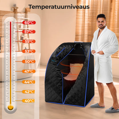 Draagbare Infrarood Sauna – Infra Sauna Tent – Sauna Box – Persoonlijke Sauna – Detox Sauna – Zwart – Inclusief Opvouwbare Stoel – Afstandsbediening – 101,6 x 83,8 cm