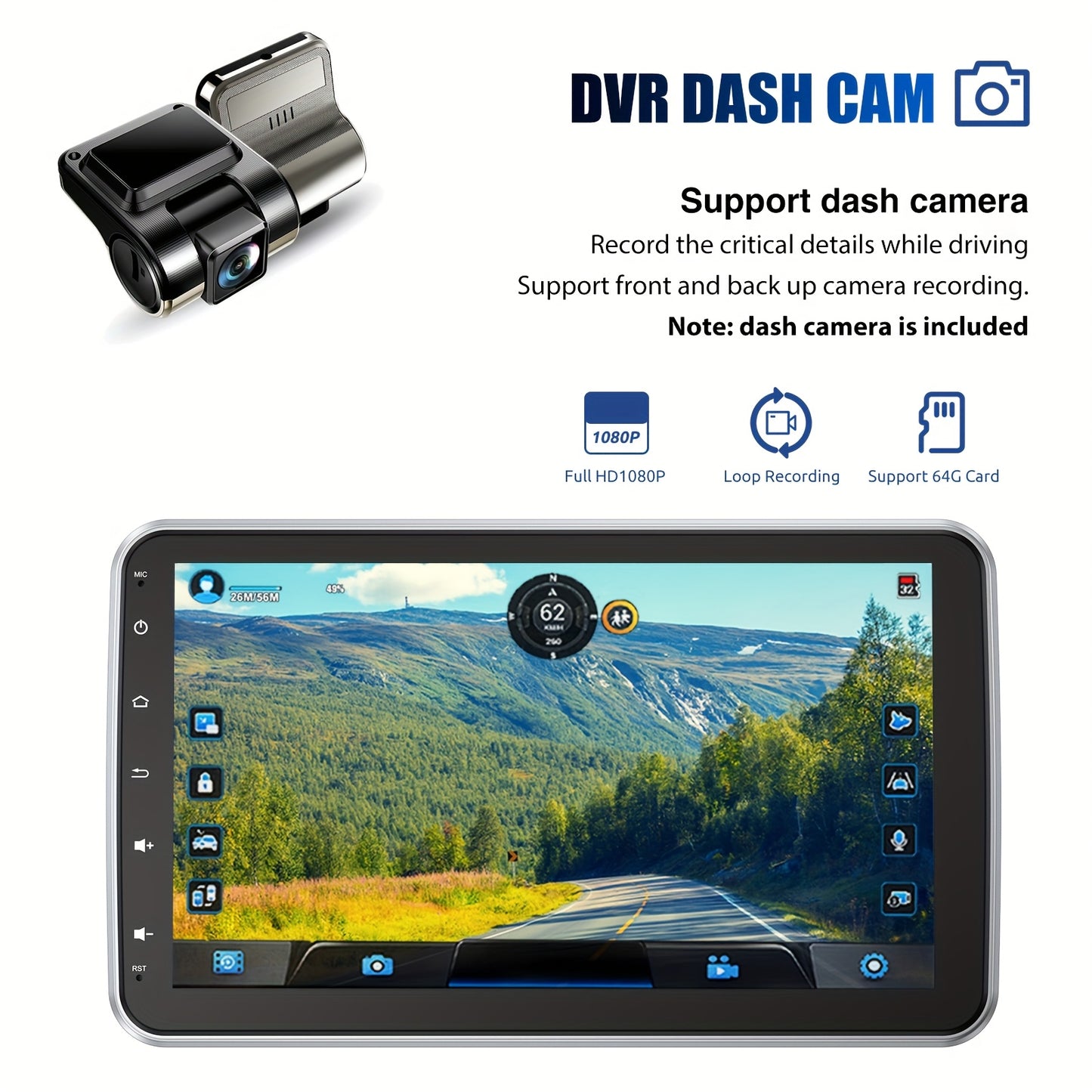 Autoradio – Auto Stereo – Multimedia Speler – Android Headunit – Single DIN – 10,1 Inch Draaibaar Touchscreen – Android 14 Met Wireless CarPlay & Android Auto