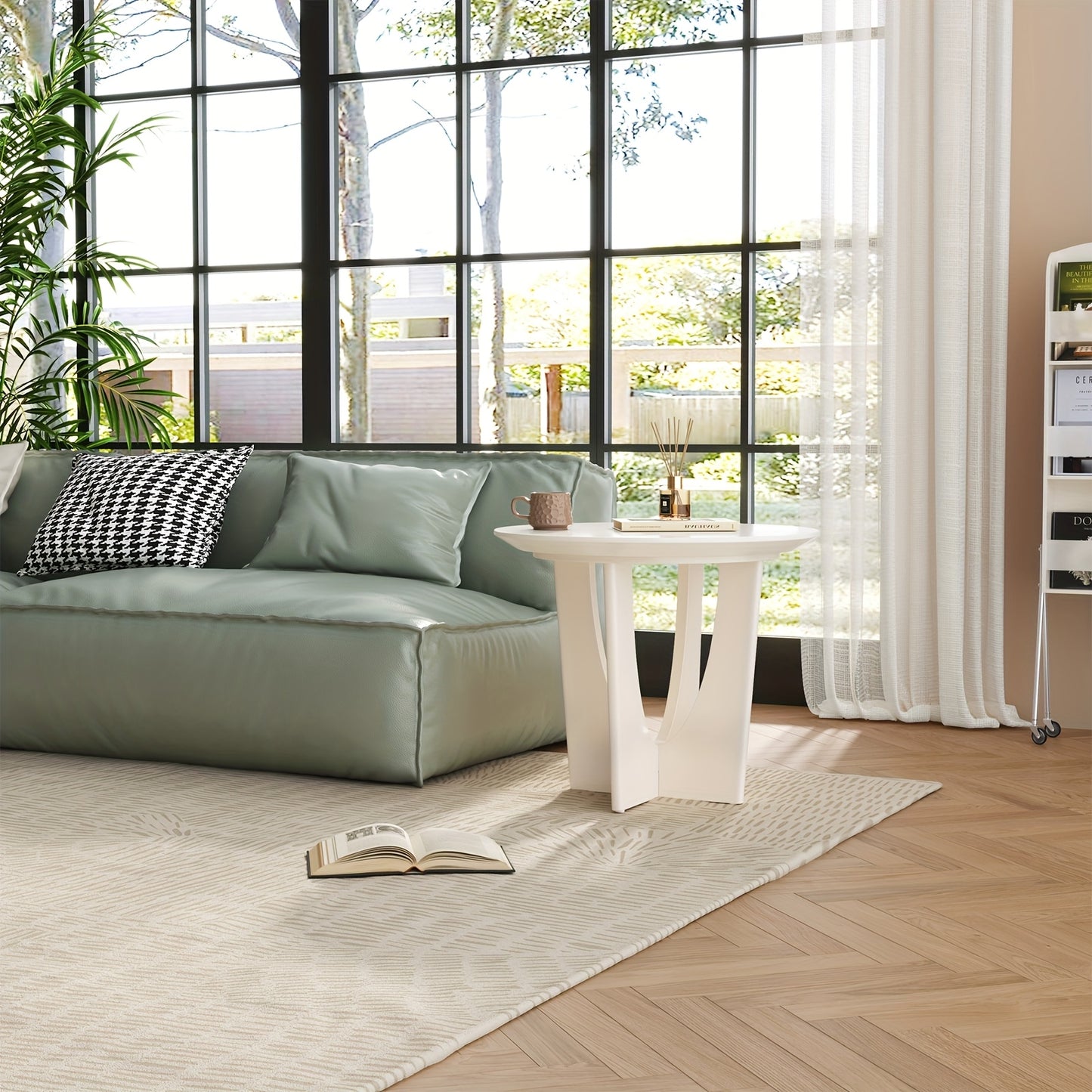 Bijzettafel – Nachtkastje – Side Table – Slede Tafel – Houten Tafeltje – Melkwit – Compact Formaat – Stevige Constructie
