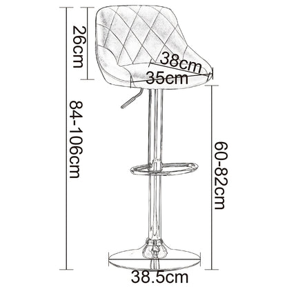 Barstoel – Barkruk – Keukenstoel – Barstoelset – Kruk – Kunstleer Bekleding – Verstelbare Zithoogte 85-105 cm – 360° Draaibaar Met Metalen Onderstel