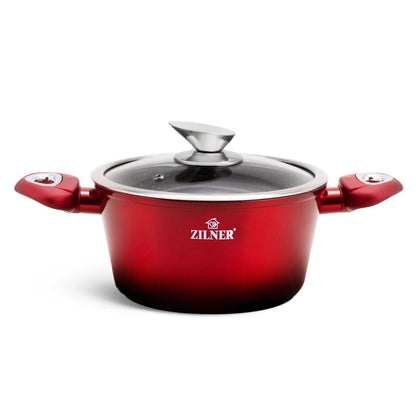 Pannenset – Kookset – Pannen Set – Koekenpannen – Potten en Pannen – Inductie Geschikt – Keramische Antiaanbaklaag – Rood – 15-delig