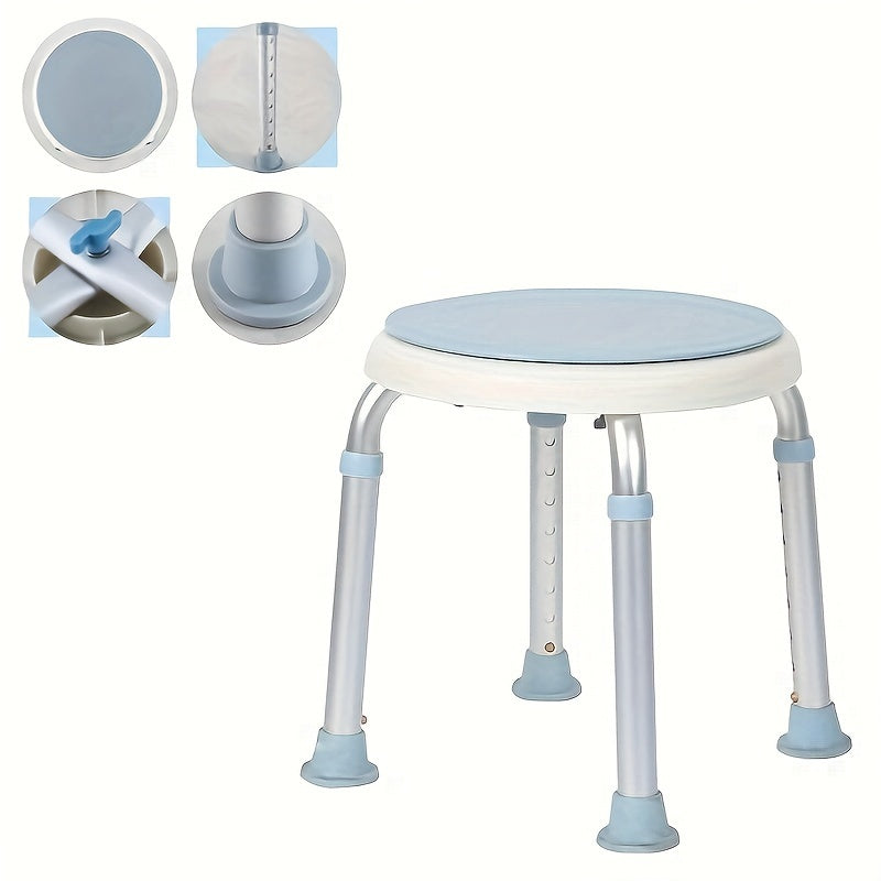 Douchestoel – Douchekruk – Douchezit – Badstoel – Shower Stool – 360° Draaibaar Zitvlak – Antislip Aluminium Frame – Hoogte Verstelbaar – Lichtgewicht