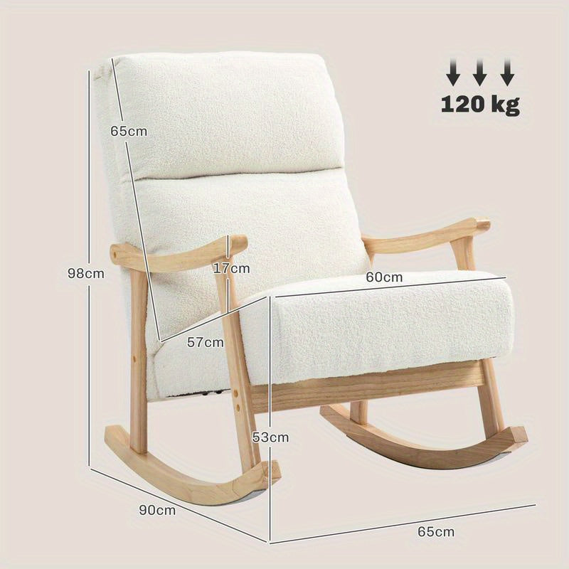 Schommelstoel – Schommelzetel – Schommelstoel Binnen – Buitenstoel – Relaxstoel – Ergonomisch Design – Massief Hout & Kussen