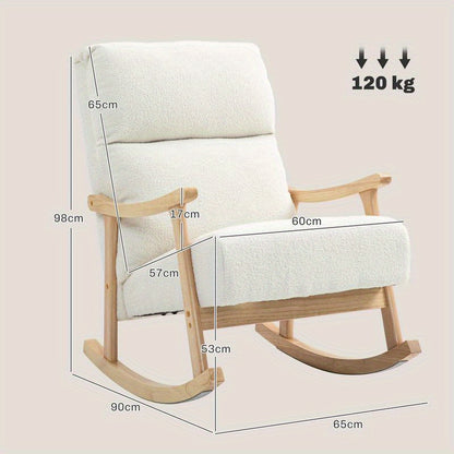 Schommelstoel – Schommelzetel – Schommelstoel Binnen – Buitenstoel – Relaxstoel – Ergonomisch Design – Massief Hout & Kussen