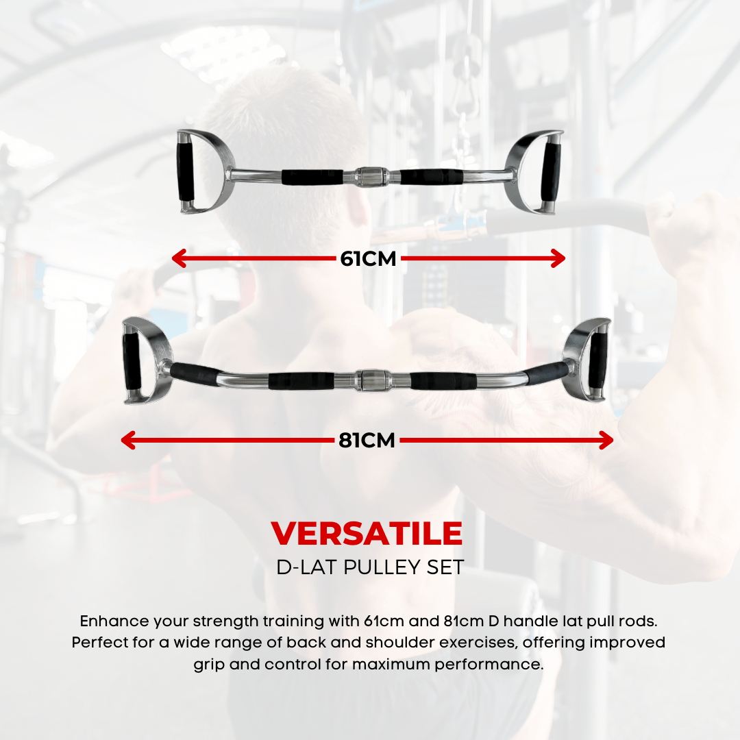 Barbell Machine Bar Set | 6 Essential Accessories for Pulley Stations & Home Gyms | Rowing Bar, Lat Pull Bars, EZ-Curl Bar | Perfect for Full-Body Strength Training
