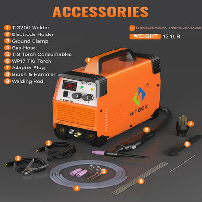 Lasapparaat – Lasmachine – Booglasapparaat – TIG Lasmachine – Elektrode Lasmachine – 200A Heavy-Duty – HF Start & 2T/4T Modus