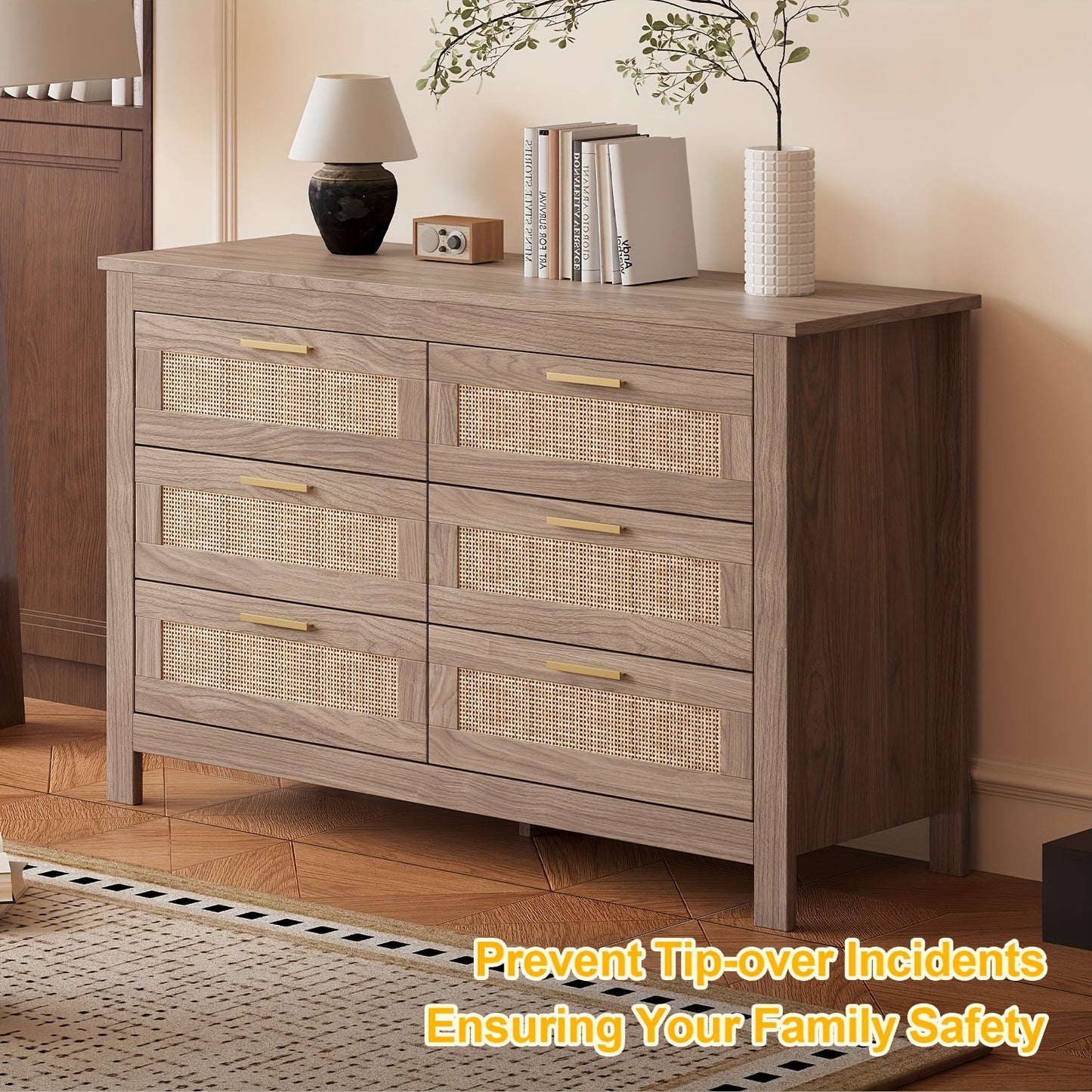 Ladekast – Ladeblok – Opbergkast – Commode – Kastenmeubel – 6 Lades – Wit Houtkleur – Soepel Schuivende Ladegeleiders – Eenvoudige Montage