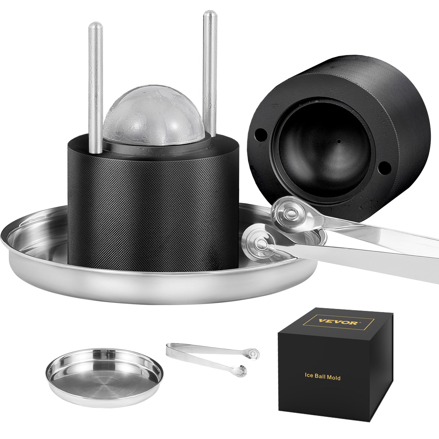 Ijsballenmaker – Ijsbalmaker – IJsblokjesvorm – Ice Cube Mold – Whiskey Ijsballen Pers – Aluminium – Ø 60 mm Grote Ronde Ijsballen