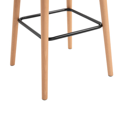 Barstoel – Barkruk – Kruk – Barstoel Met Rugleuning – Barkruk Met Armleuningen – Scandinavisch Design – Comfortabel Linnen Zitting – Stevig Houten Onderstel Lichtgrijs