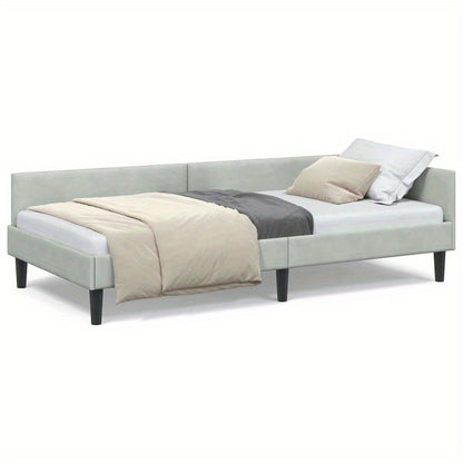Bedbank – Slaapbank – Sofa Bed – Futon – Zitzak – Lichtgrijs – Uitschuifbaar – 100x200 cm – Gehard Houten Frame – Metalen Versterking